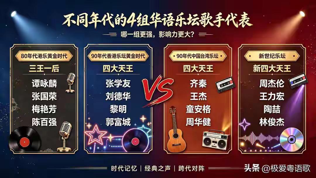 不同年代的4组华语乐坛王炸歌手代表，哪一组更强，影响力更大？