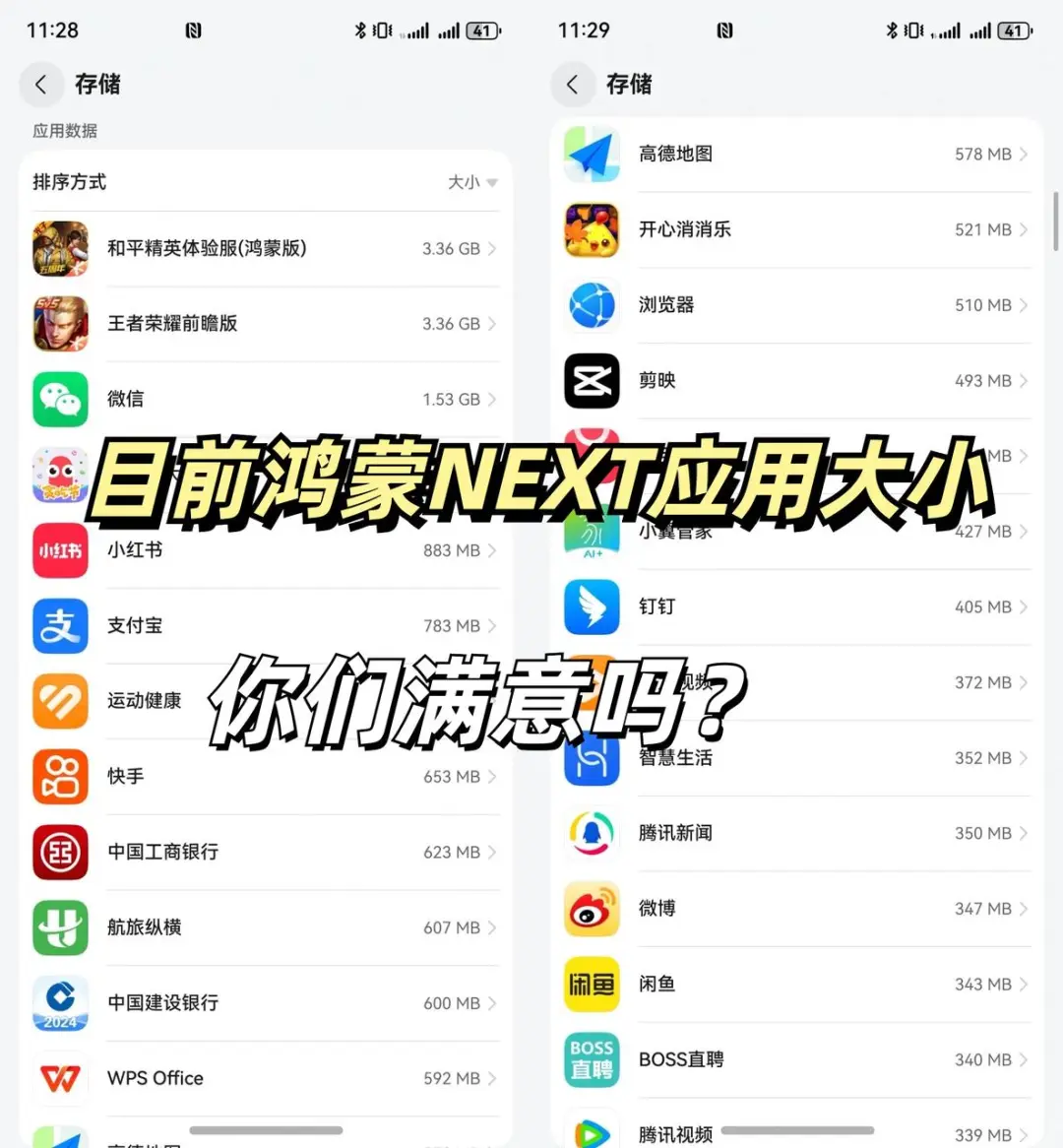 目前鸿蒙NEXT应用大小，达到你的预期吗？