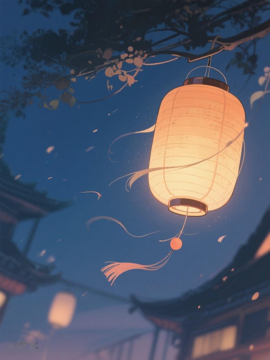 AI妙生图夜色里，古巷的灯笼悠悠亮起，似在诉说时光故事，任思绪随飘落的花飘远✨