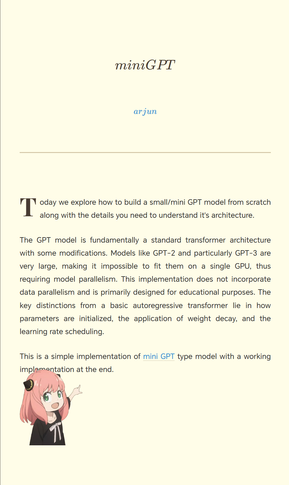 博文：如何从头开始构建一个小型的GPT模型www.k-a.in/pyt-mini