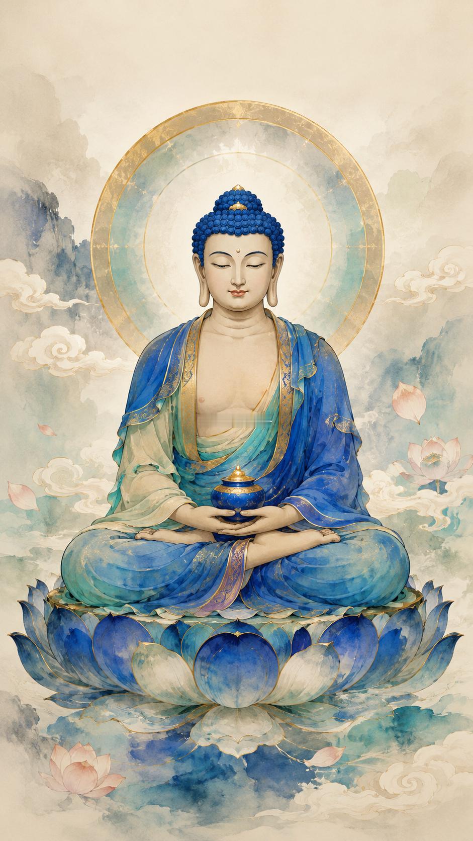 药师琉璃光如来慈悲加持，身有病痛者渐愈，心有郁结者渐宽，手头紧迫者渐丰。佛光所照