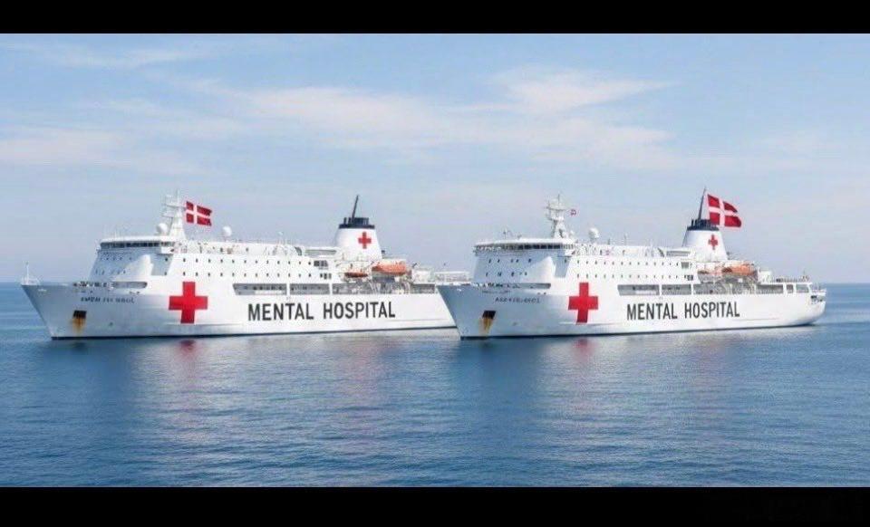 欧洲群众：响应美国特朗普总统的号召，丹麦准备派两艘医疗船去美帝，为看不起病的美帝