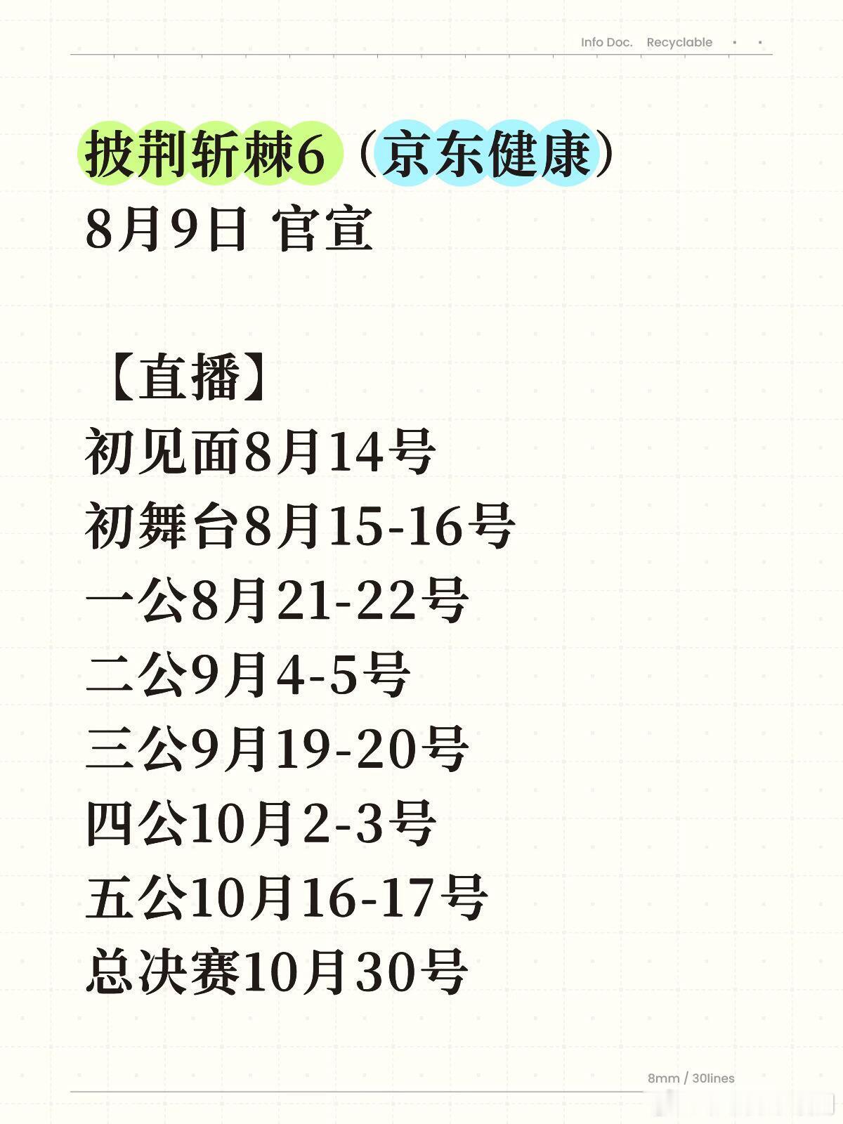 披荆斩棘的哥哥披荆斩棘6·排播时间表✅ 披荆斩棘的哥哥‖ 