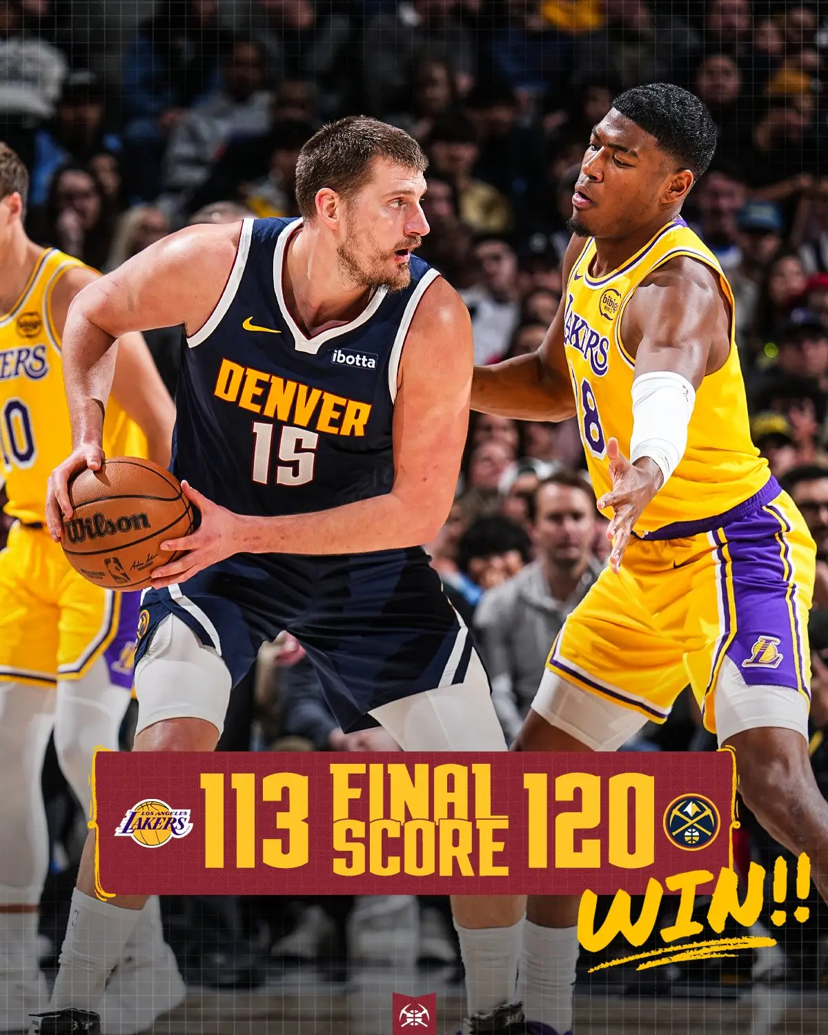 约基奇9失误，湖人首发5人累计8次，但掘金仍然取胜NBA常规赛，掘金主场120-