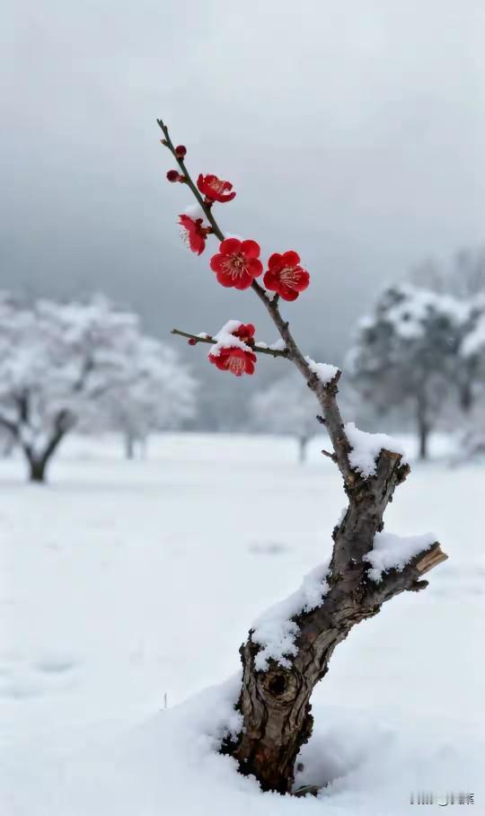 梅花欢喜漫天雪 
凌寒独放绽清香。
梅香沁雪，
梅枝傲冬。