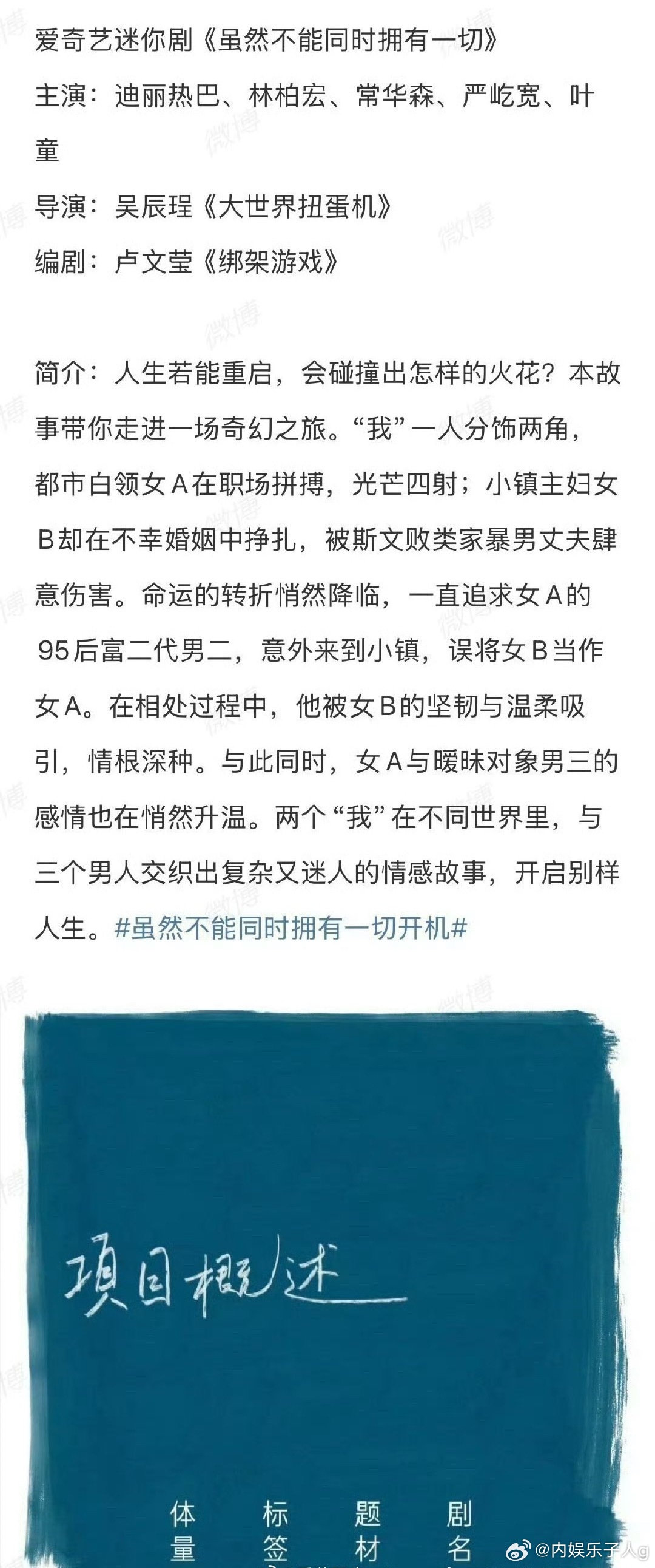 热巴这个新饼《虽然不能同时拥有一切》看简介真的挺有意思…看好一下[yeah] ​