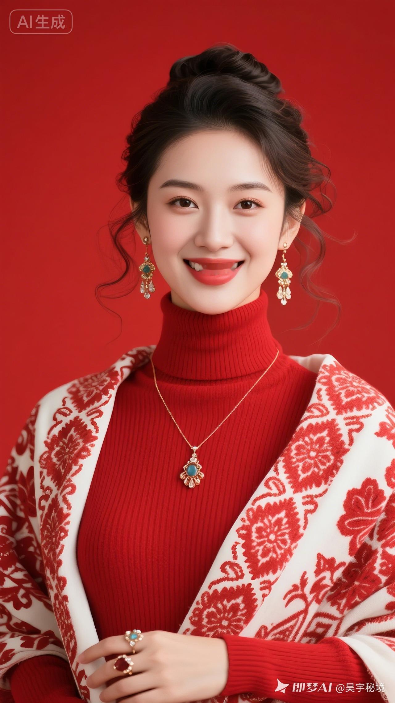 新年穿搭指南🎉✨ 红色毛衣+复古耳环，秒变时尚达人！💃🏻💖