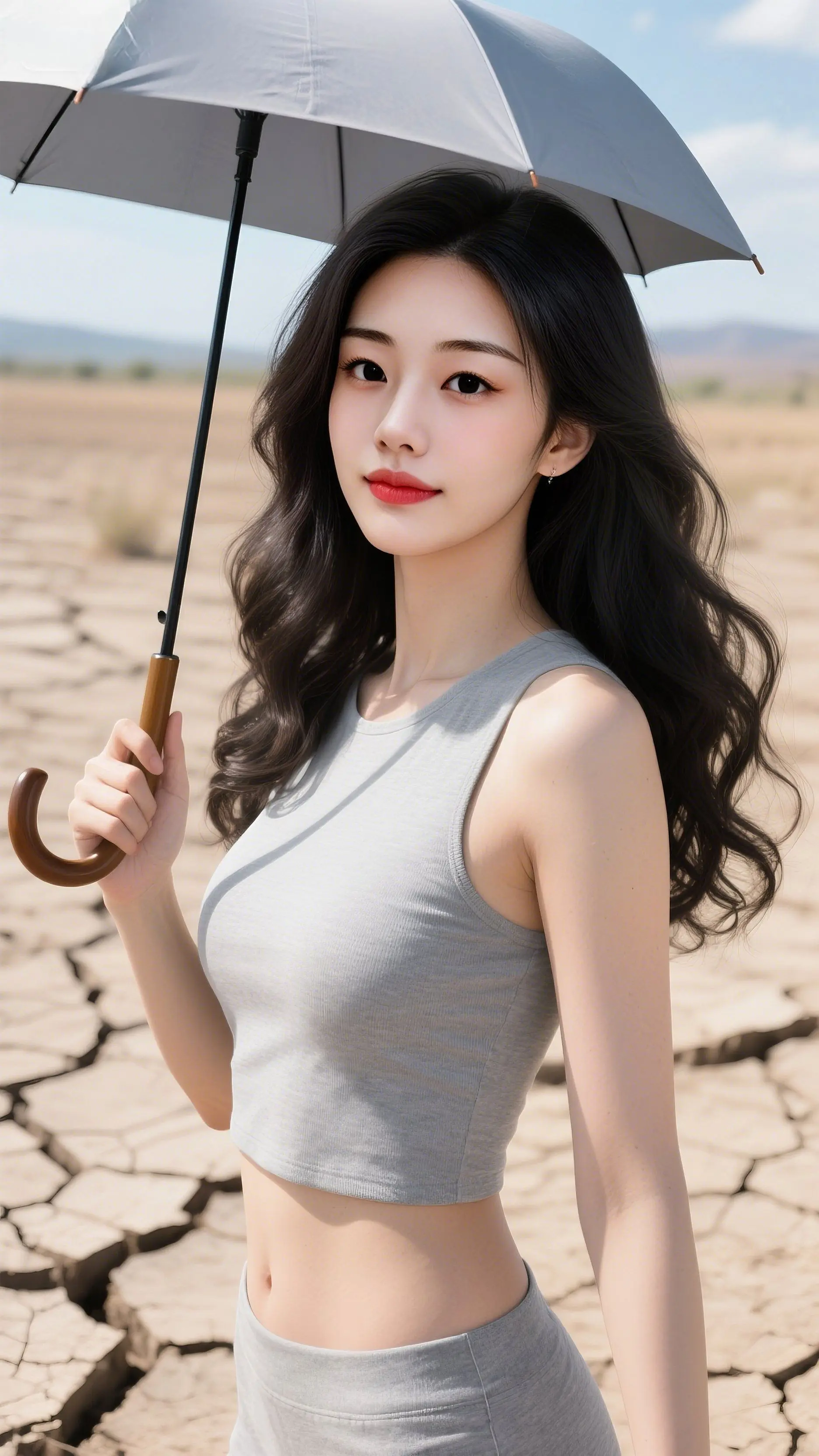 在干裂的土地上撑一把伞， 是倔强，也是温柔🌿