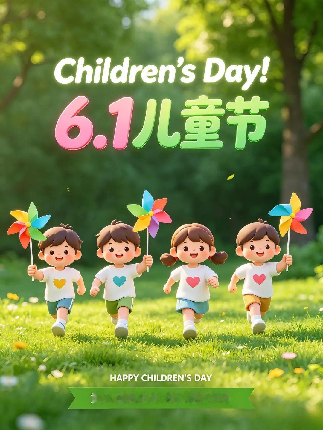 六一欢逢初夏阳，
晴云漫卷日流光。
天清气爽风柔润，
翠叶凝珠花溢香。
静立站桩