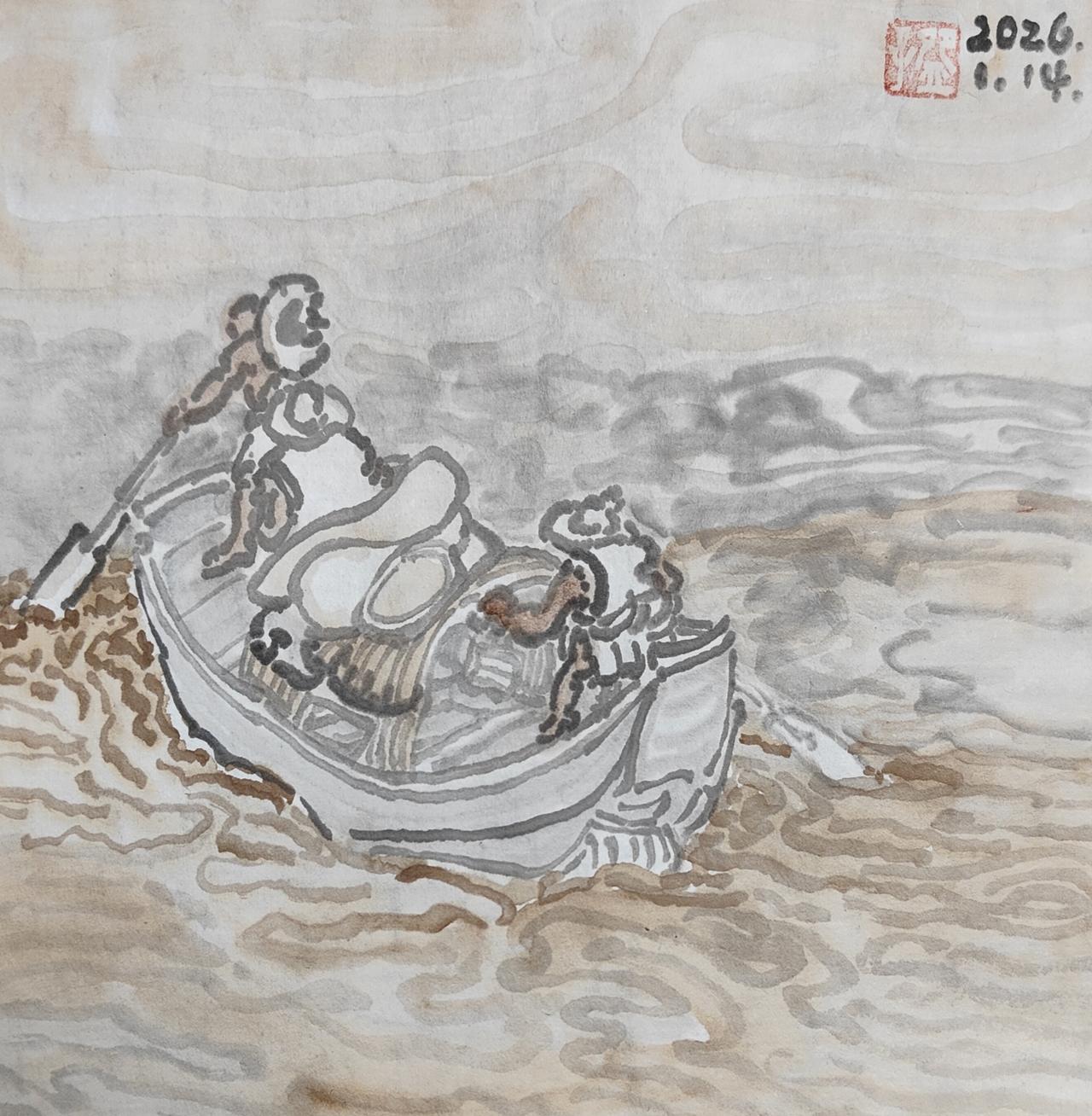 碗子的纸片水墨