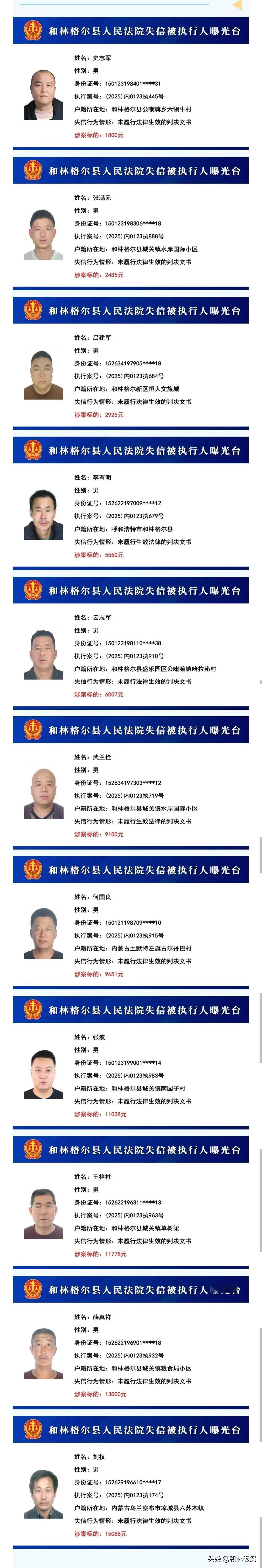 曝光！这几名失信被执行人有你认识的吗？

为维护司法权威，推动社会诚信建设，促使