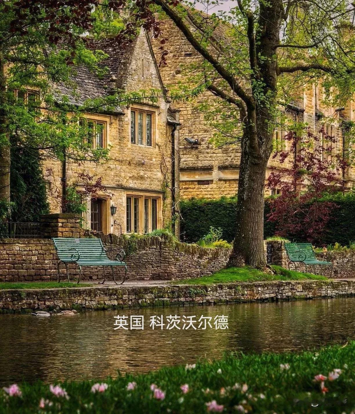 英格兰拜伯里。它藏在侏罗纪石灰岩被日光烘出的蜜金色里 。平缓起伏的丘陵铺展成连绵