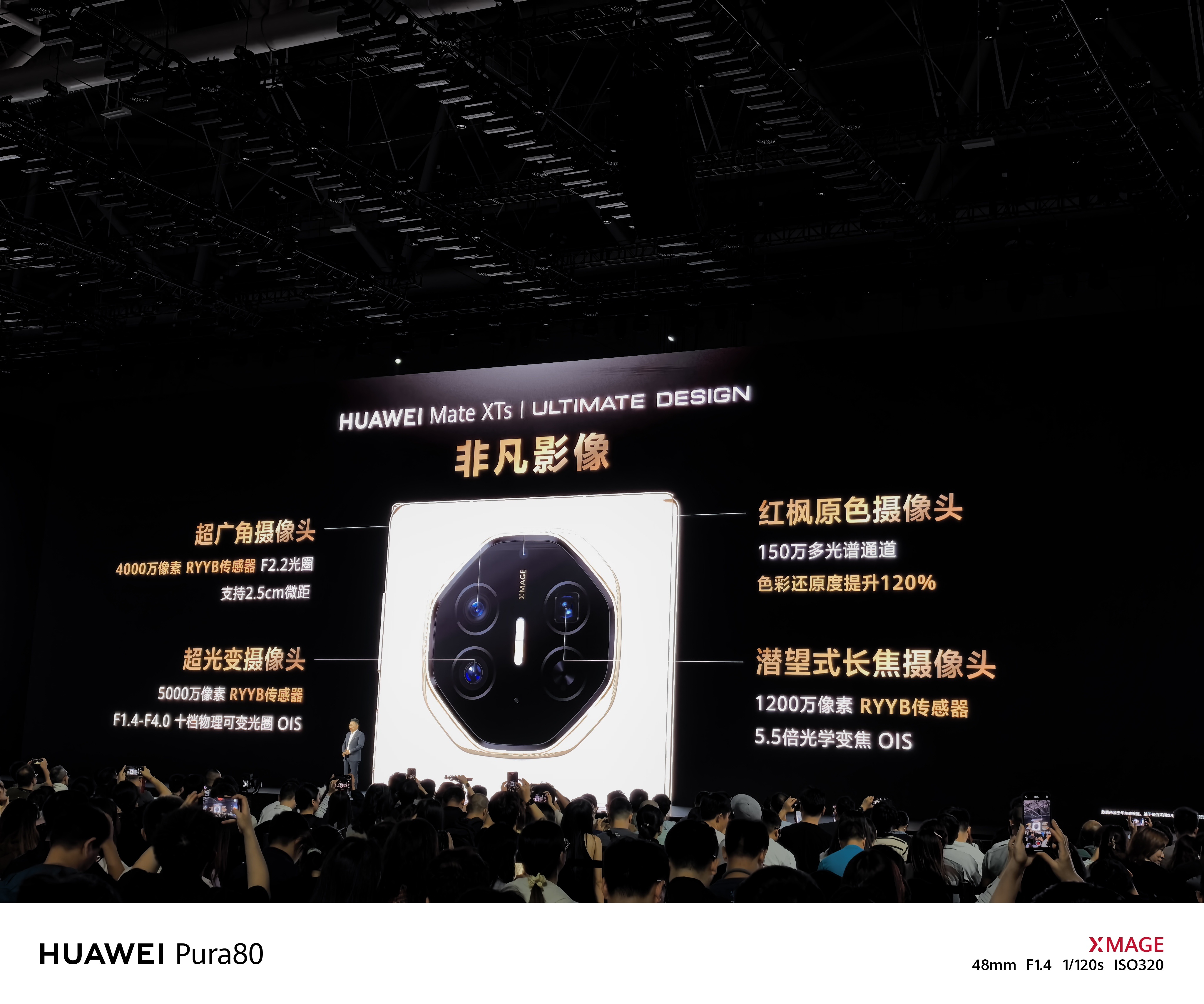 华为Mate XTs 非凡大师三折叠影像配置：5000万像素RYYB OIS超光