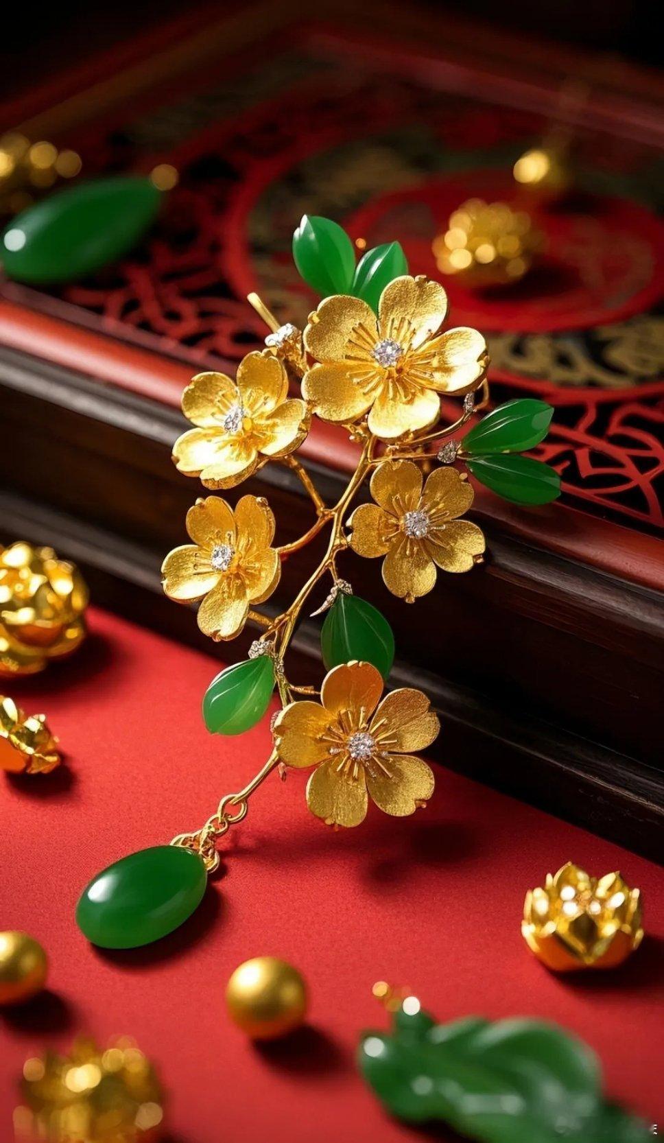 金枝玉叶·雍容华贵·金镶玉钗花锁屏壁纸 ​​​
