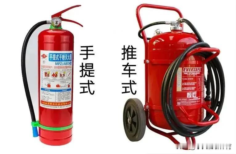每日消防知识小课堂
今日我们学习灭火器种类。灭火器按照移动方式可分为：手提式和推