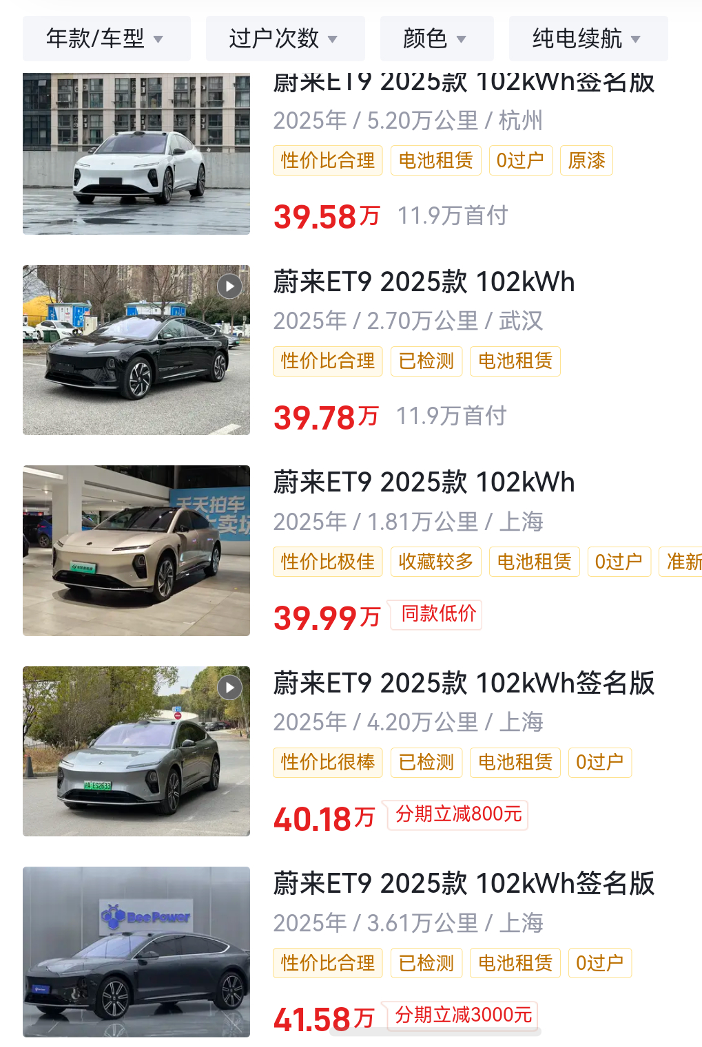 如果现在给你50万预算，你会买啥车？我瞅了瞅，蔚来ET9 二手可能是我唯一的选择
