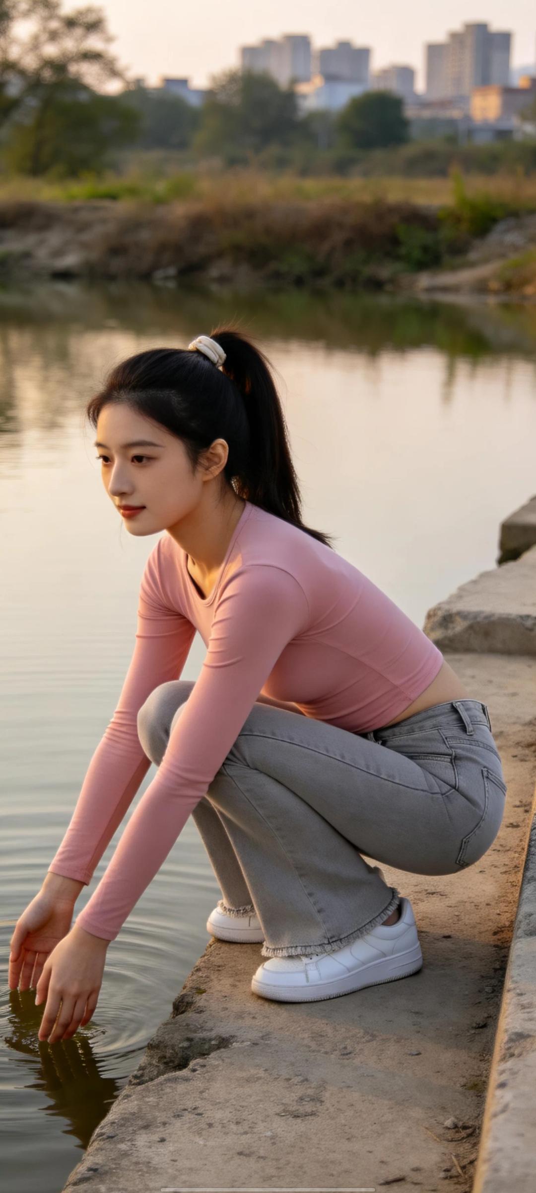 什么样的穿搭可以成为气质女神?年轻中国女性，发型是高马尾（配浅色发圈），身着粉色