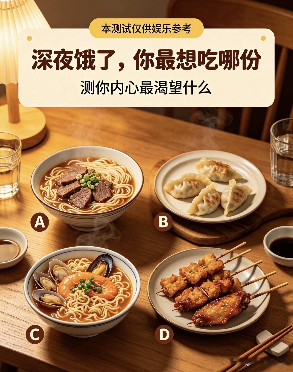 深夜饿了，你最想吃哪份
测你内心最渴望什么