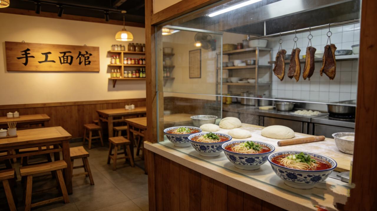 楼下新开了家面馆，老板是个沉默的中年人。
第一次去，我点牛肉面。他端上来，碗边有