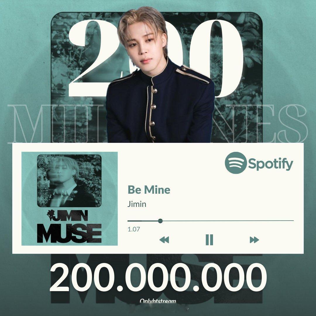 朴智旻『Be Mine』Spotify流媒突破2️⃣亿成为自身达成的第9️⃣首歌