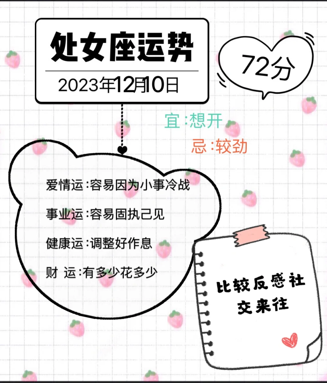 处女座2023年12月10日运势