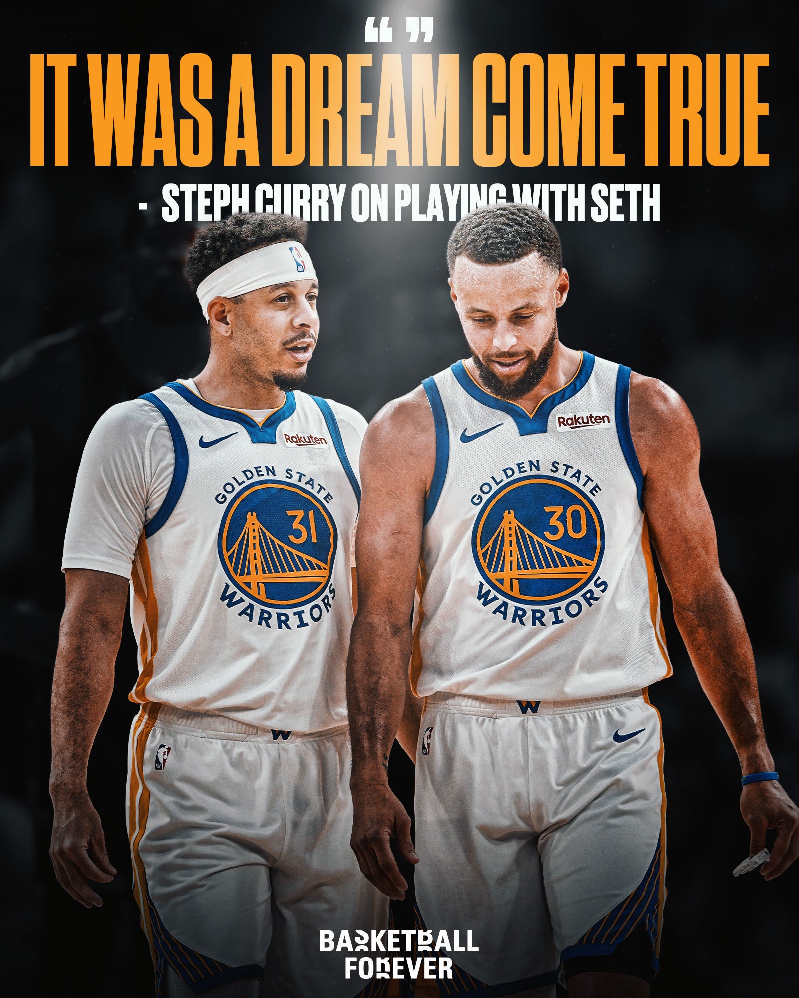 斯蒂芬·库里谈到首次与弟弟塞思同场竞技时表示，这“就像梦想成真了一样”“……我知