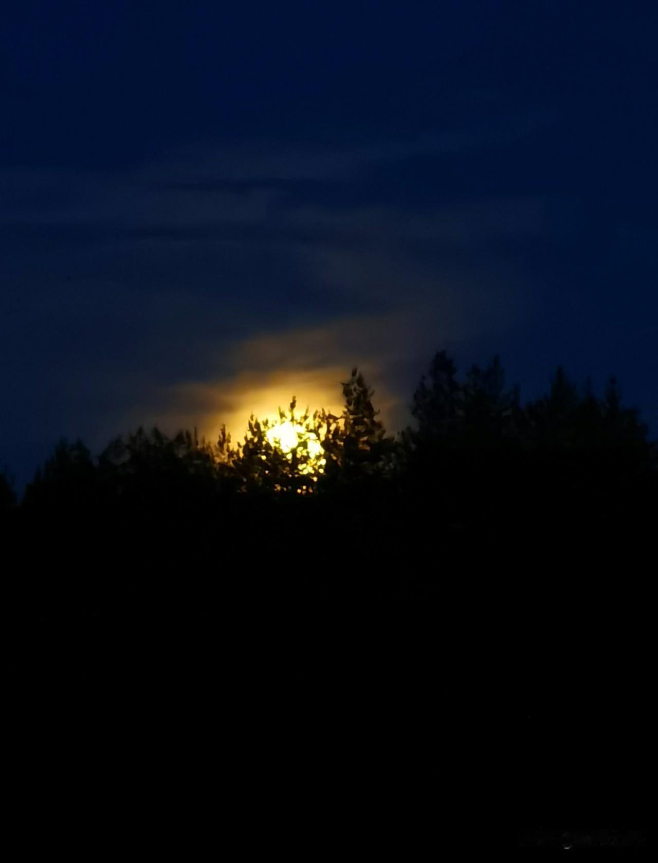 7月29日夜，秦巴接壤的群山之巅，一轮圆月自林海间缓缓升起。流云环绕月轮，清辉洒
