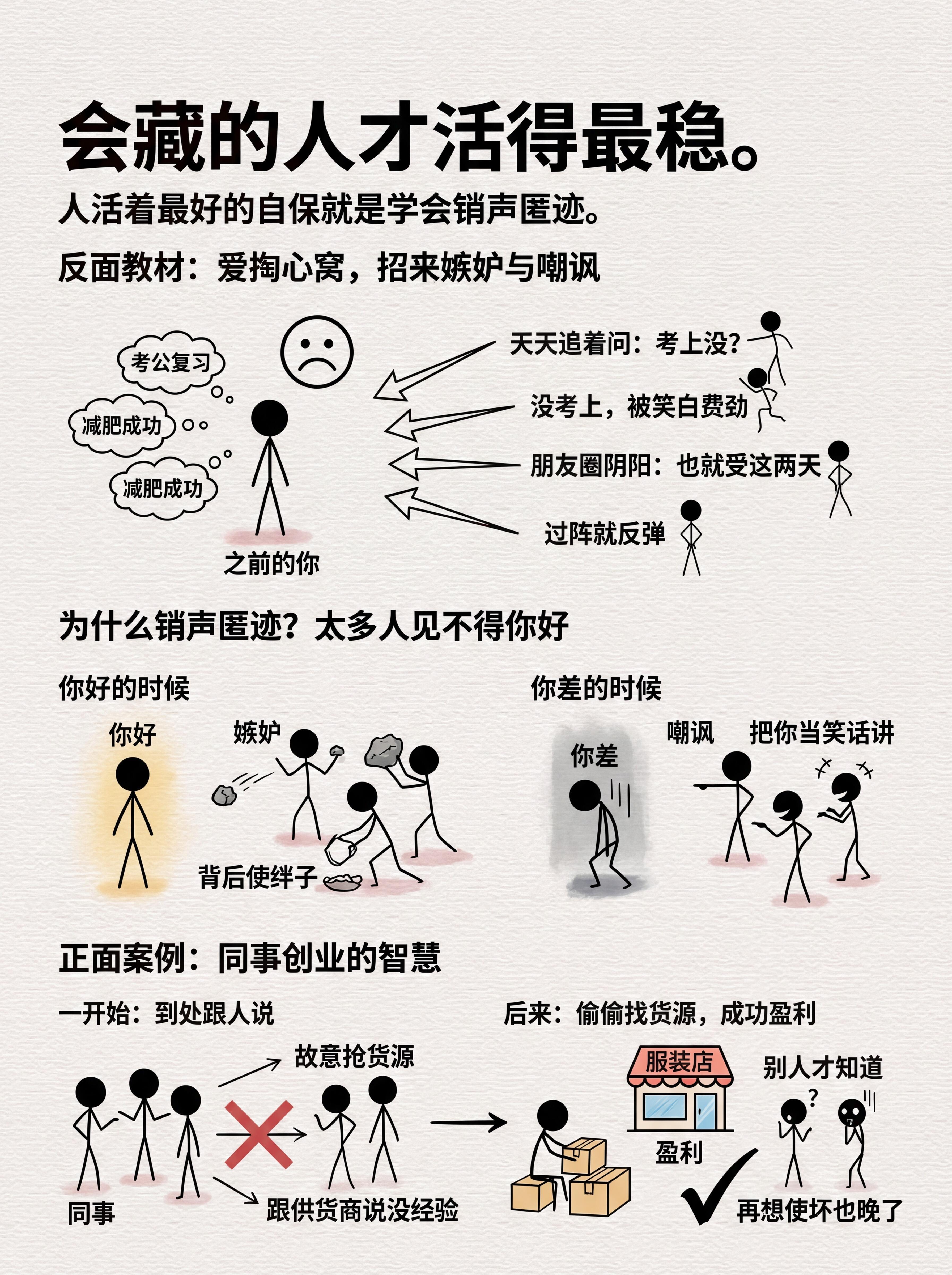 人活着最好的自保就是学会销声匿迹。 