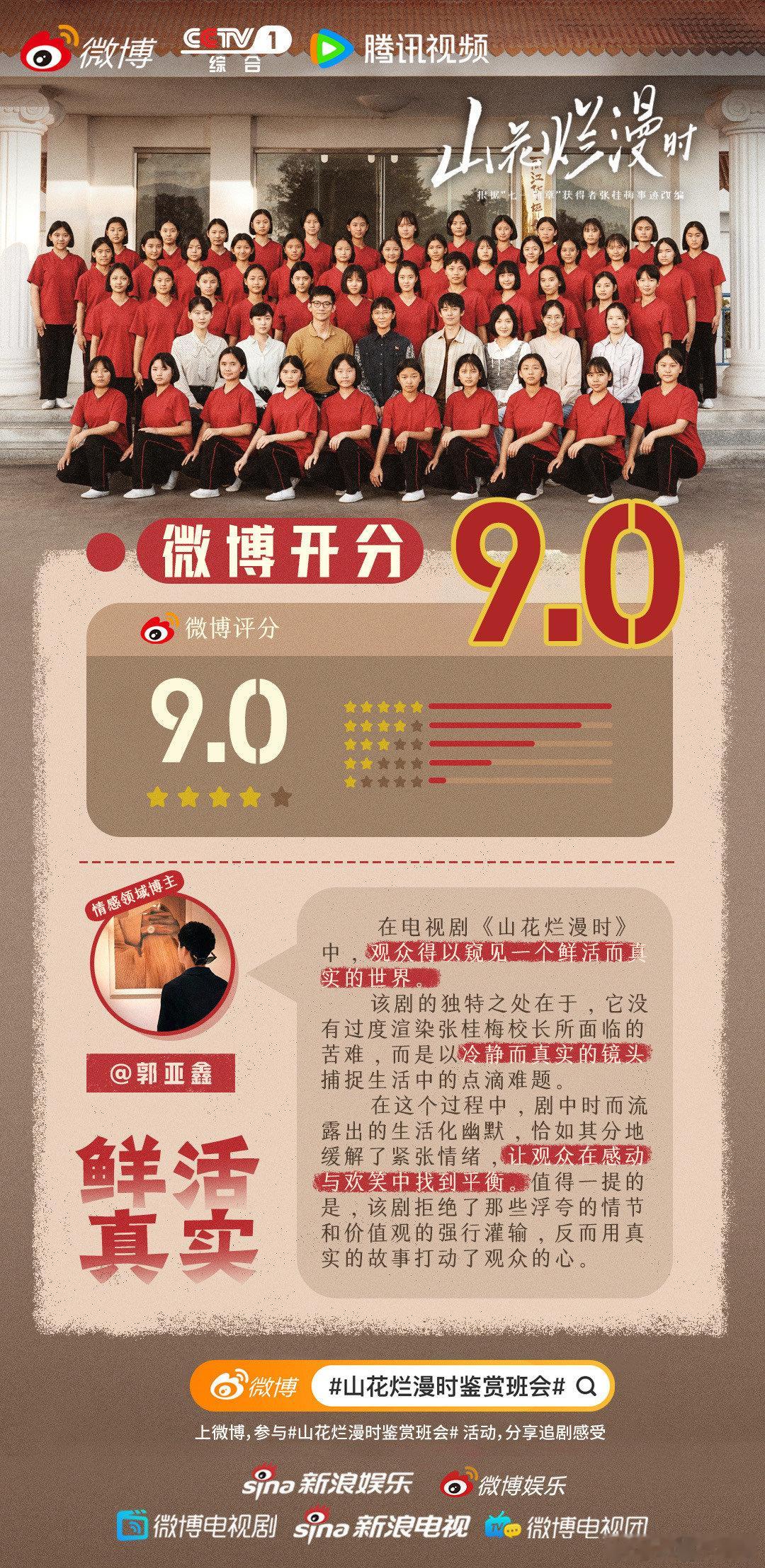 #人民文娱评山花烂漫时# 电视剧#山花烂漫时#中，剧情朴实却充满波澜，台词有考究