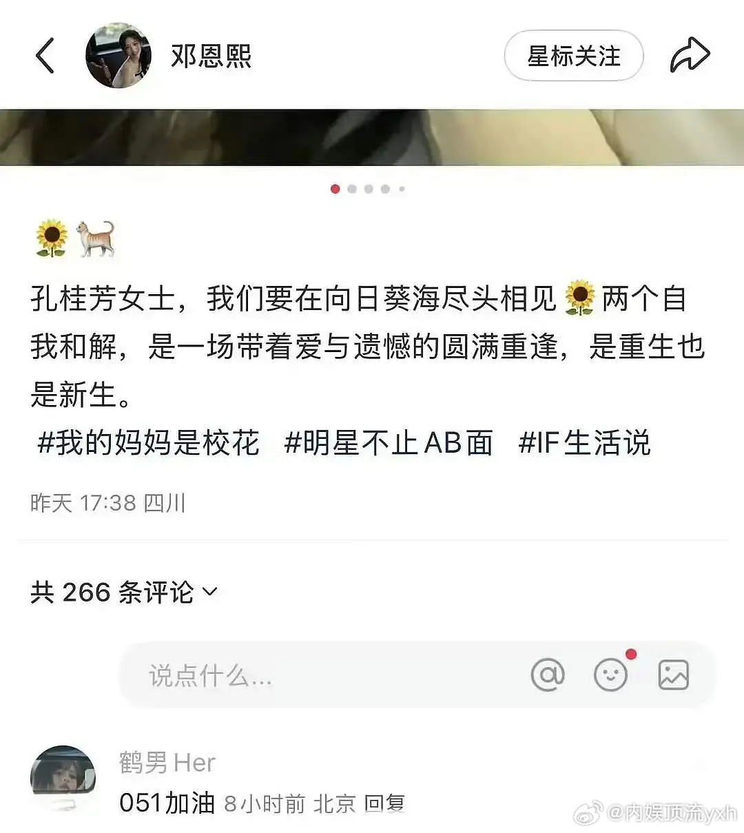 鹤男评论邓恩熙051加油，你们觉得是阴阳还是真心的，艾米粉丝认可邓恩熙051吗？