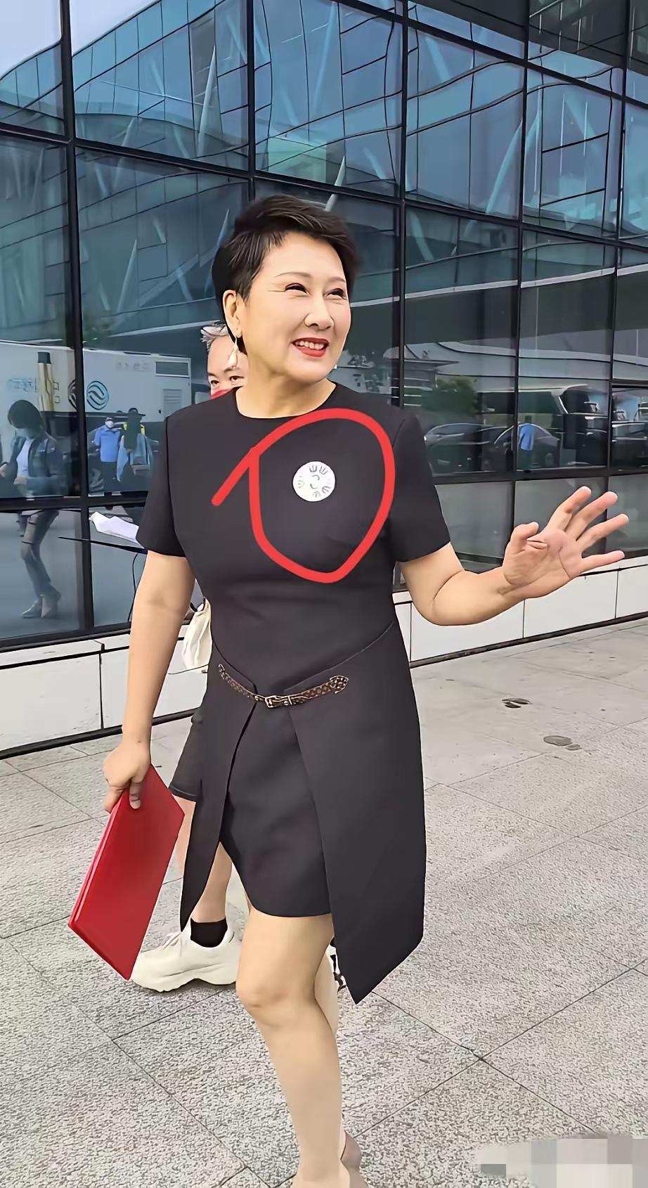 谁管她穿什么，不相干
就知道她代言的老年鞋，夸大了鞋底抓力，让大家对她不相信了