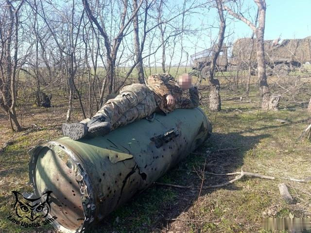 被俄罗斯军队击落的乌克兰9M79“圆点-U”战术导弹，地点位于特别军事行动区某处