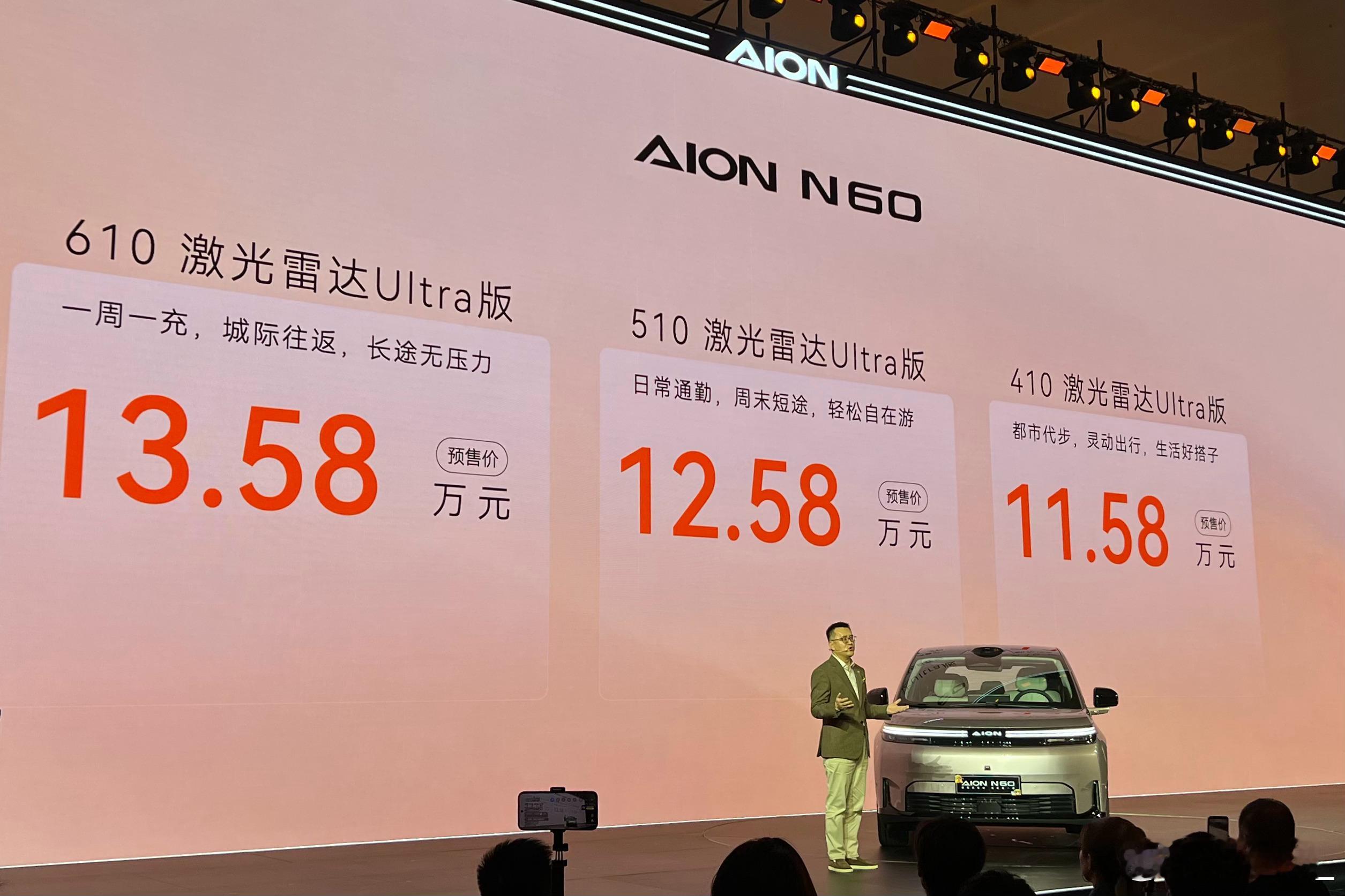 11.58万拿下30万级高阶辅助驾驶昨晚预售的埃安N60在十一万这个价位给我们全