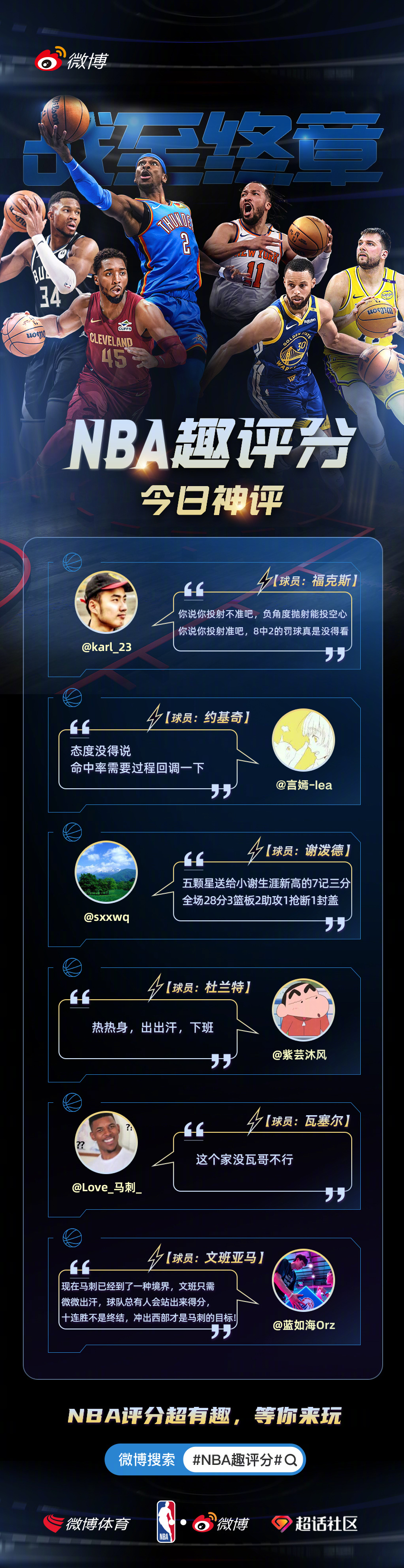 🏀 2月26日神评官，已加冕！恭喜以下6位用户，凭借犀利点评登上「每日神评」榜