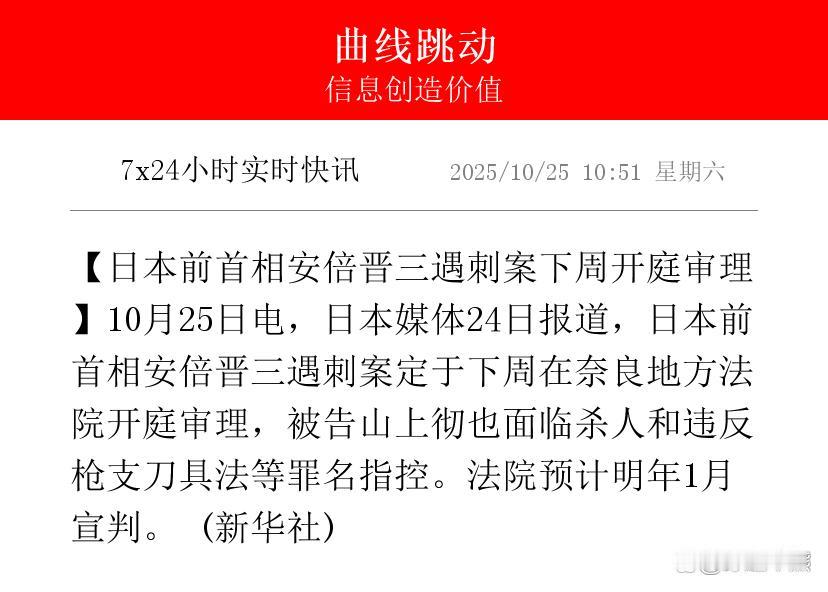 【日本前首相安倍晋三遇刺案下周开庭审理】10月25日电，日本媒体24日报道，日本