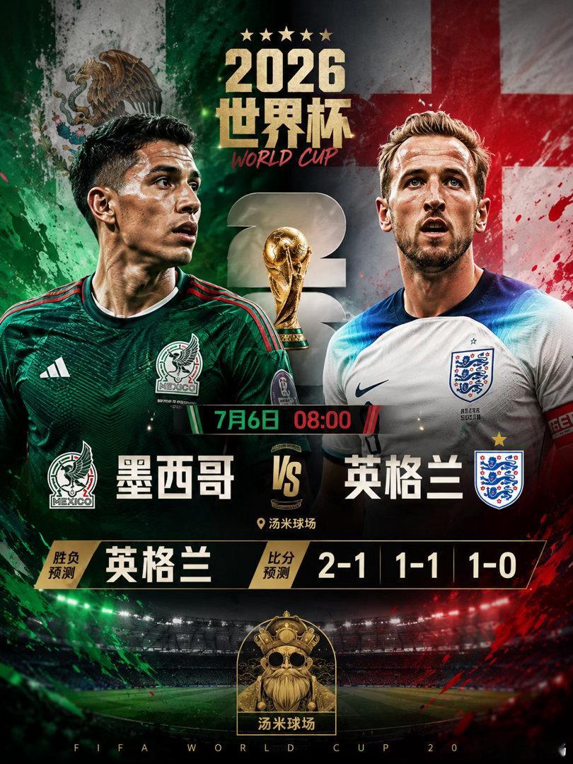 兄弟们，晚上好，汤米给大家带来另外一场比赛！——墨西哥vs英格兰 ——墨西哥vs