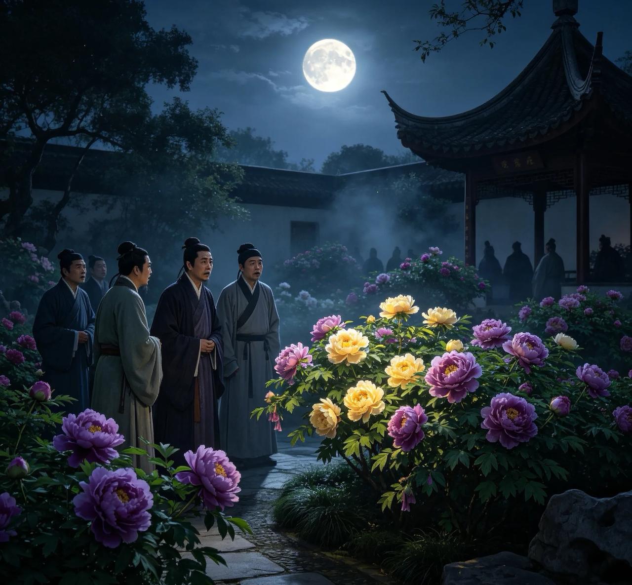 洛阳举人田荔裳家底殷实，满园牡丹争奇斗艳，魏紫姚黄这般名品在他家反倒寻常。每逢春