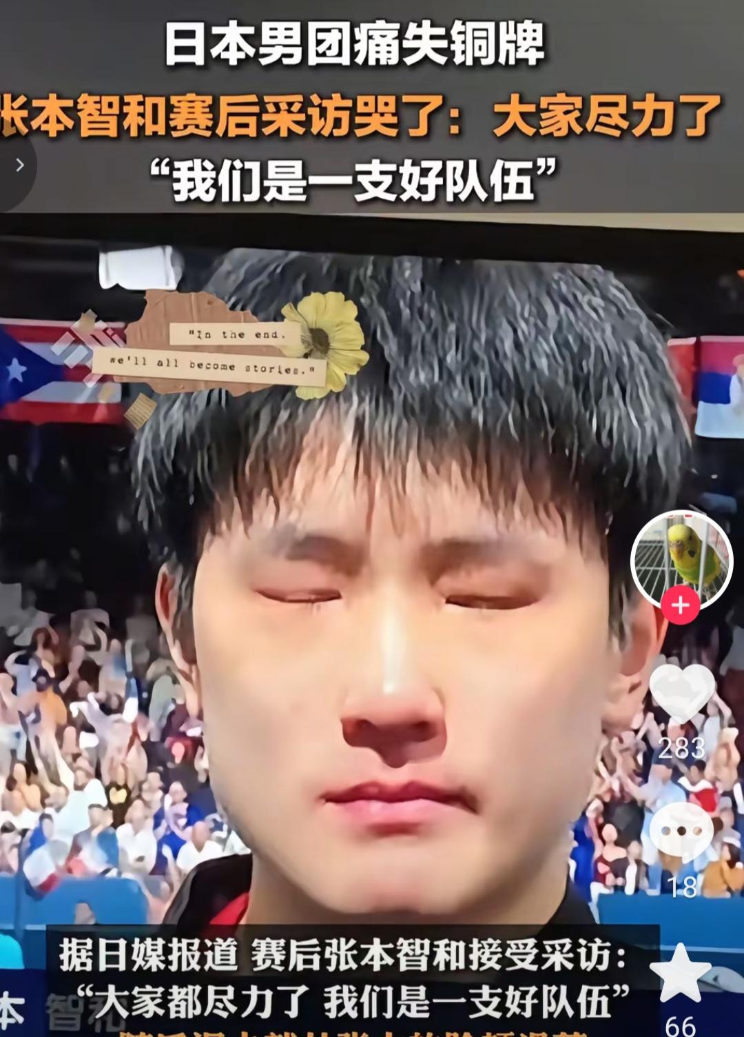 张本宇一半儿高兴，一半儿郁闷！
高兴的是日本乒球队，在女儿和儿子的率领之下，就差