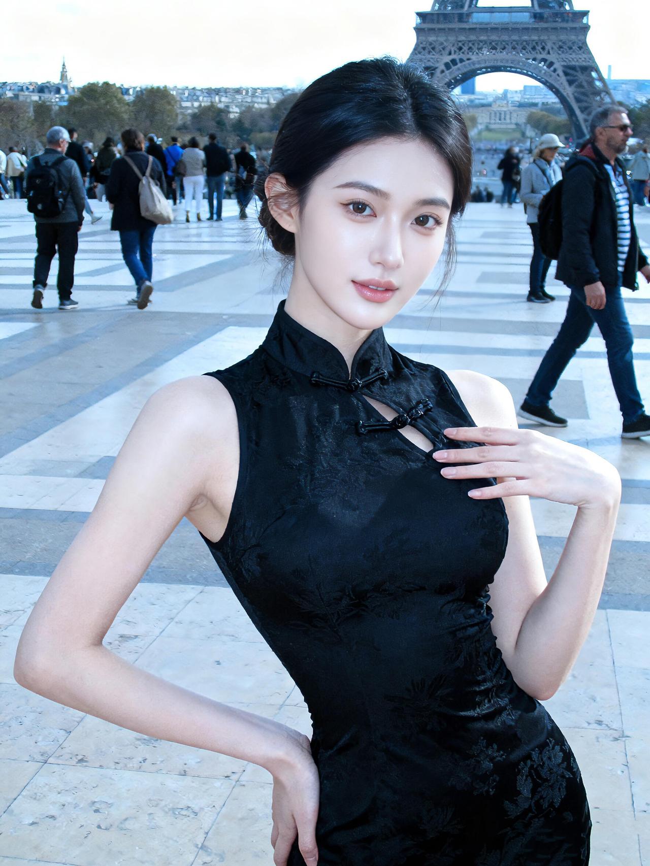 黑旗袍杀疯伦敦街头！东方美人在大本钟前赢麻了
穿黑旗袍在伦敦大本钟前被外国友人追