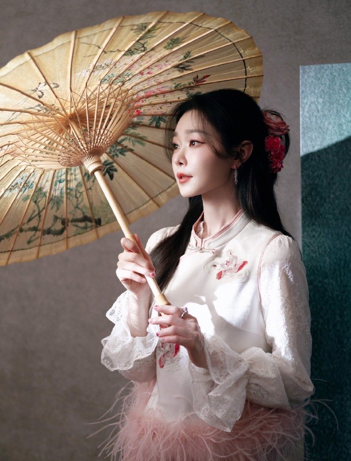 宋轶半扎发簪花宋轶央视跨晚出图 宋轶央视跨晚出图 