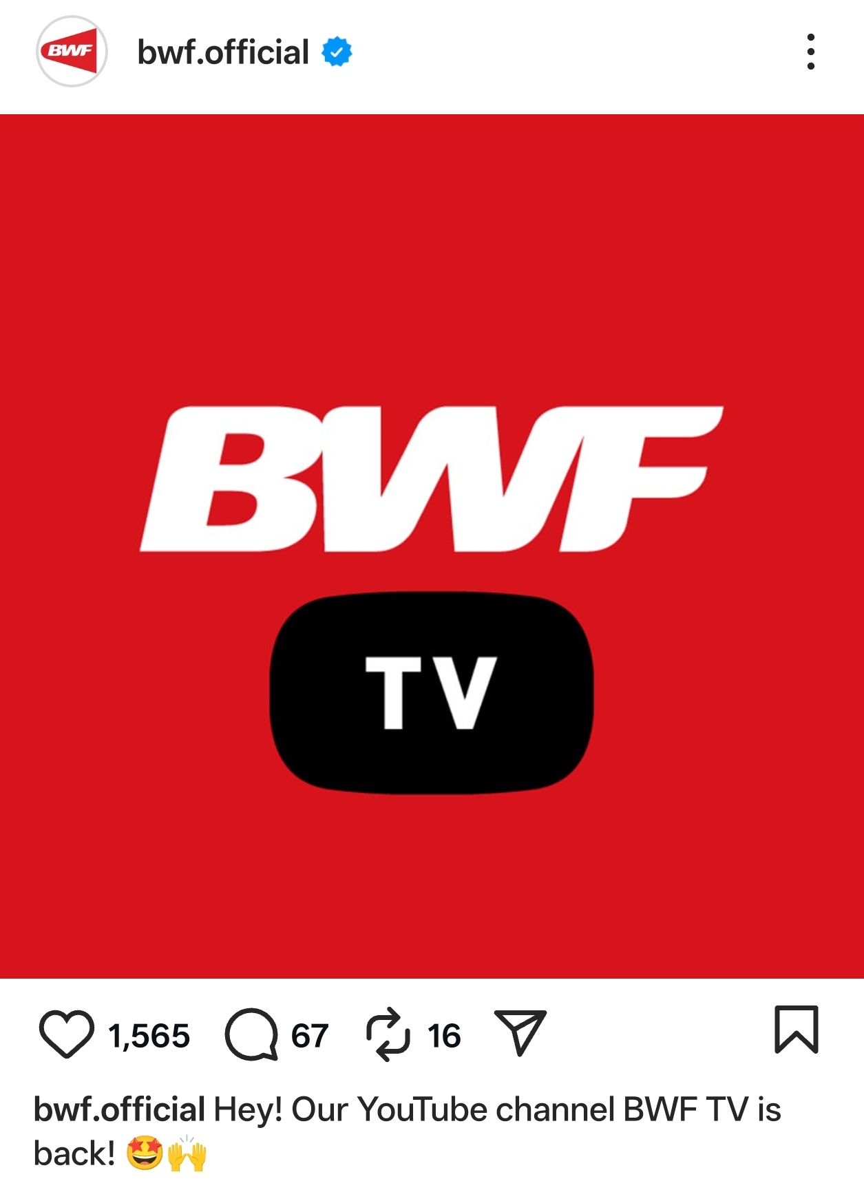 喜报：bwf的油管账号解禁了！！！[泪奔] ​​​