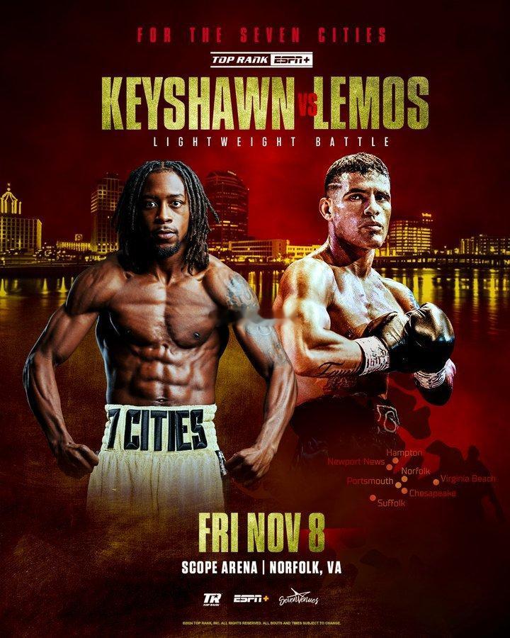 #拳坛速递# 比赛确认。凯肖恩-戴维斯（Keyshawn Davis）将于 11