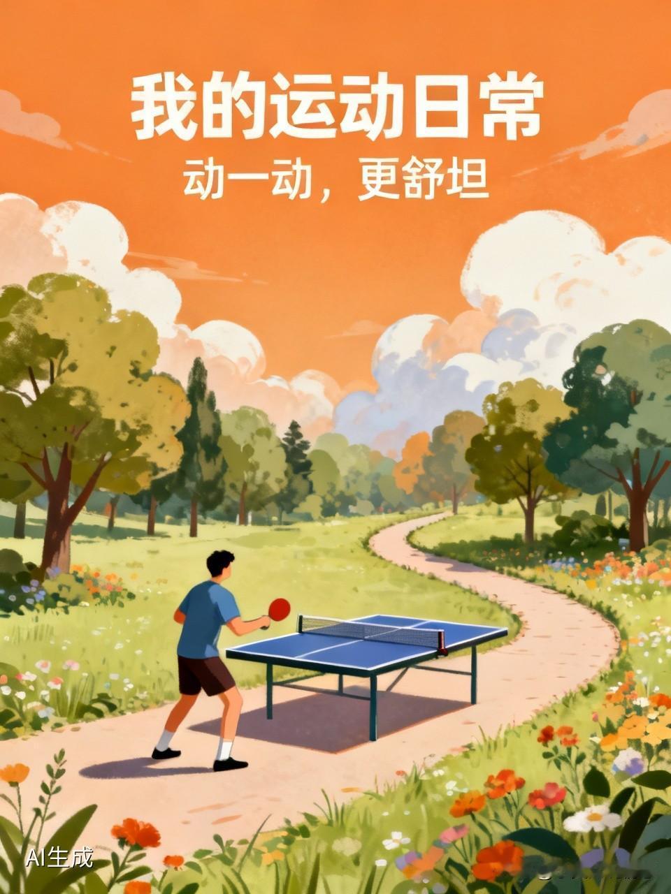 每天抽空坚持运动，傍晚出门散散步，有空就打打乒乓球。
不用高强度锻炼，也不用刻意