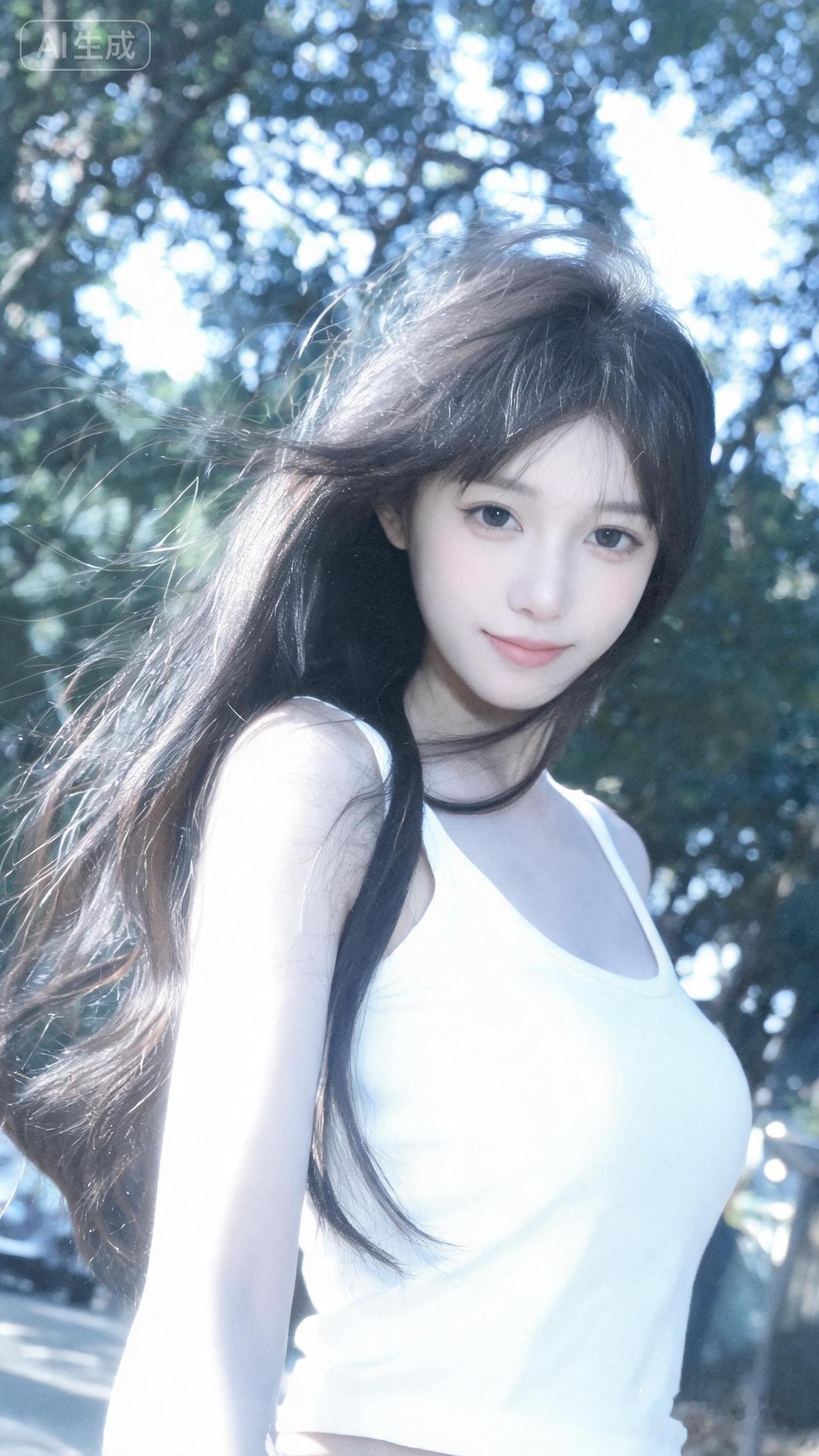 阳光下的少女，甜美如梦