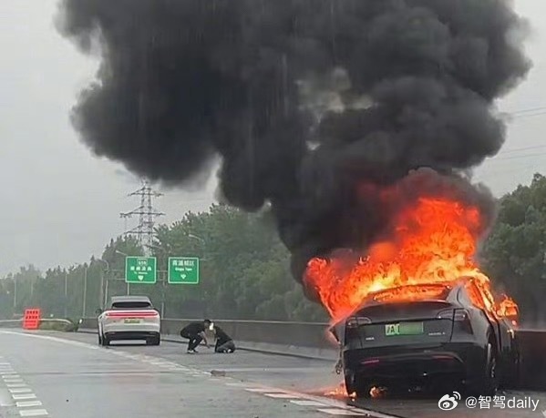 这位理想i6车主干的漂亮理想车主将起火特斯拉司机救出