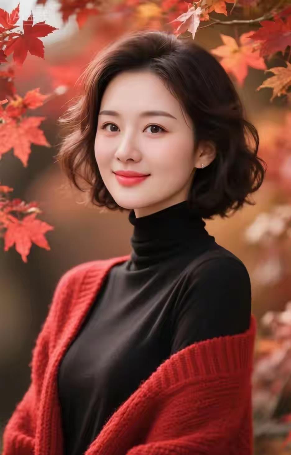 秋日暖阳下，美女笑容暖人心。