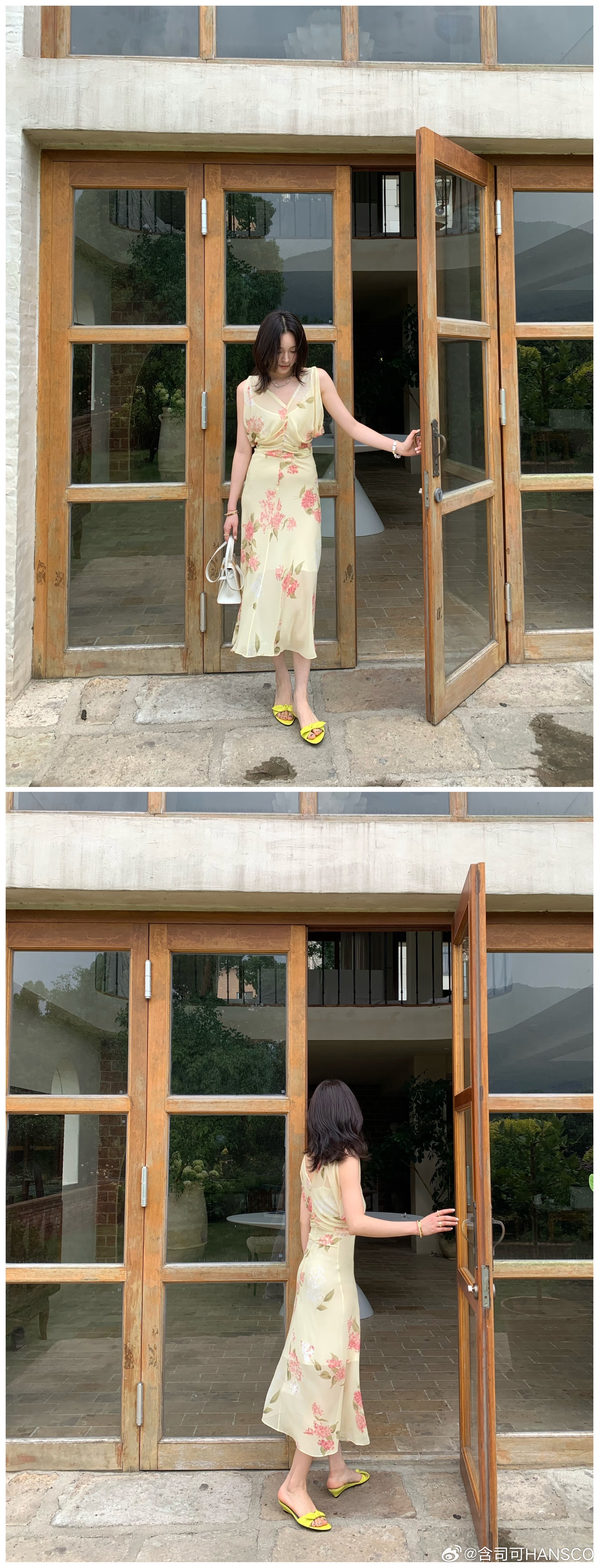💛中古印花连衣裙💛评论区抽送一位外层是100%桑蚕丝，12姆米乔其纱，自带那