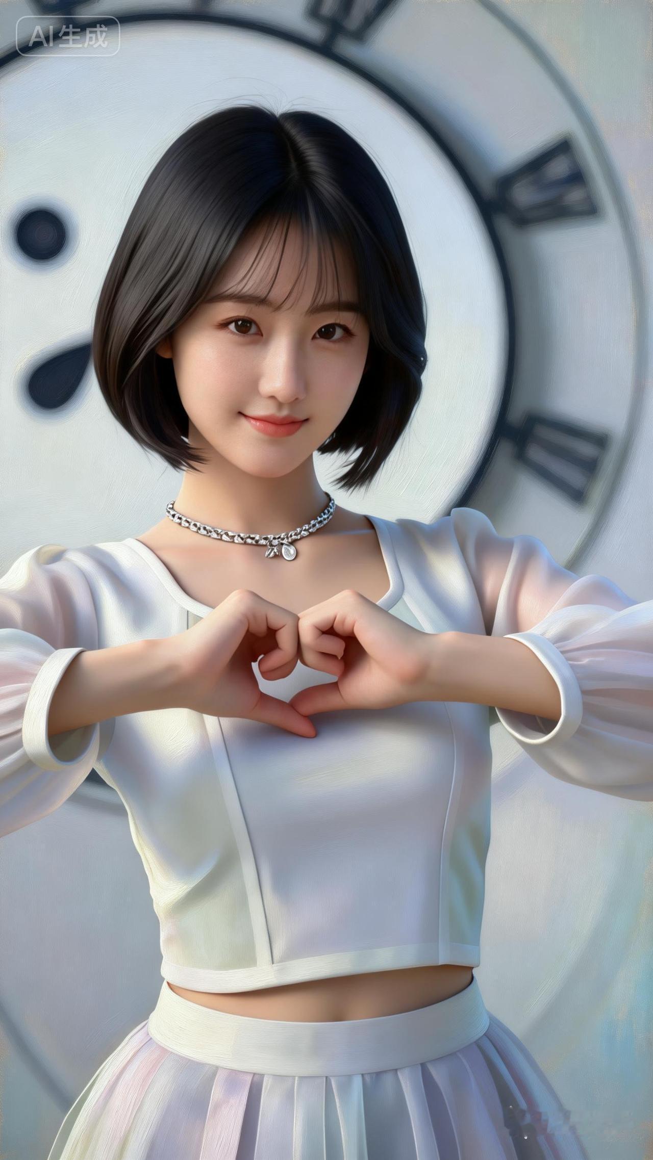 精致的五官，温柔浅笑，韩服风俗娘，美人金泰希半身肖像油画，皮肤细腻光滑，妆容淡雅