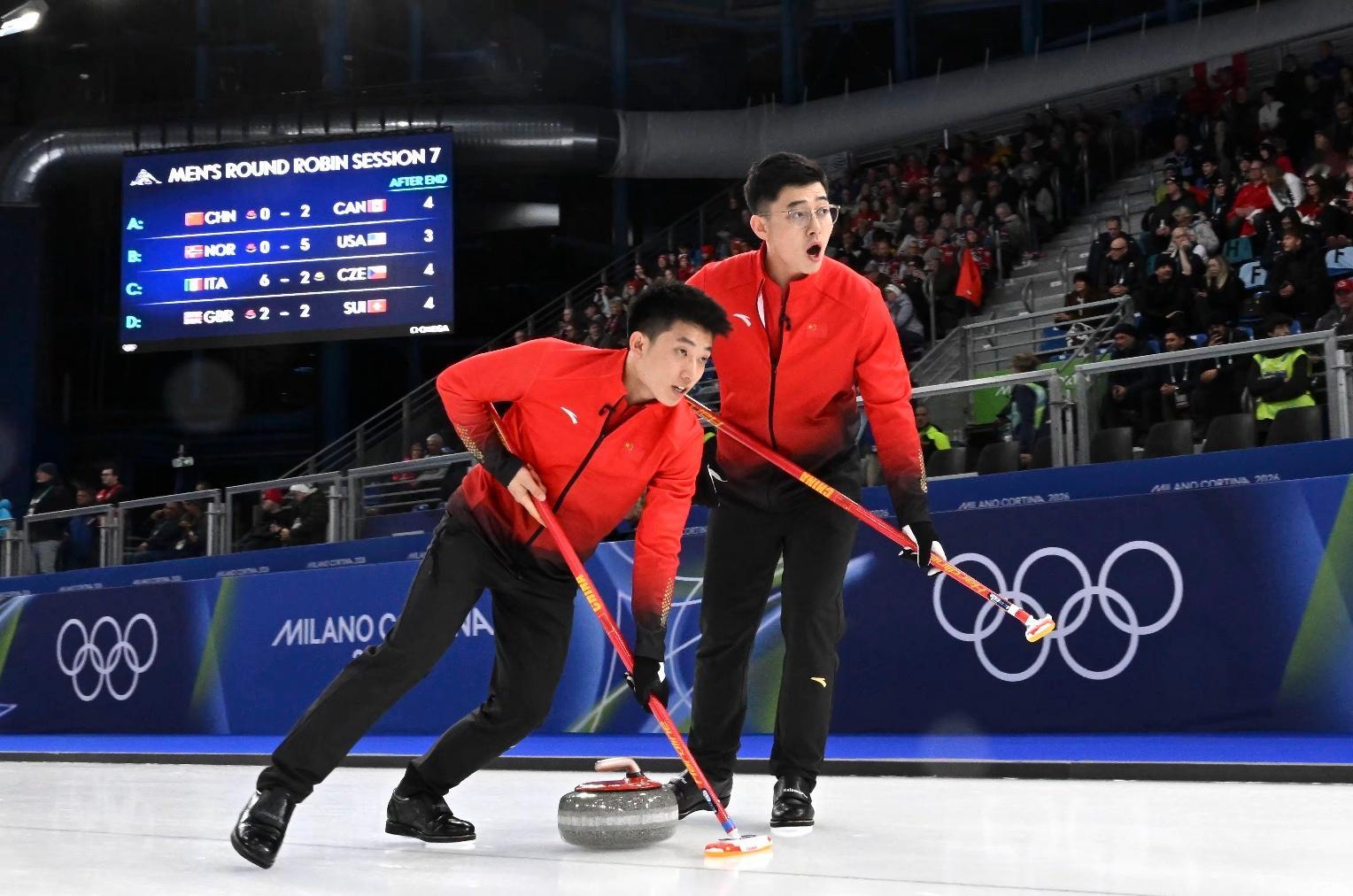 米兰冬奥会 冰壶循环赛继续进行，中国女队在一度领先三分的情况下痛失好局，以5:6