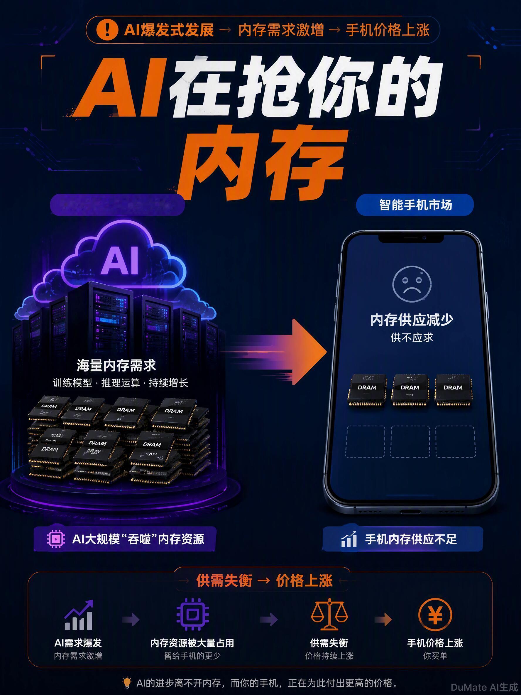 手机涨价的真相，AI抢你的内存，存储成本暴涨。普通人如何应对国产手机五巨头迎战苹